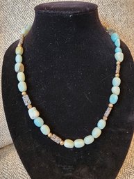 Earth And Silver Toned Stone Necklace