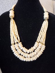 Rustic Layered Bone Bead Necklace