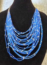 Blue Multi-strand Beaded Necklace