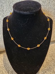 Silvertone And Gold Bead Necklace