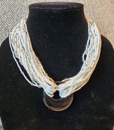 White  Multi-strand Beaded Necklace