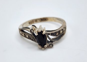 Stunning Black Tourmaline Ring In Sterling