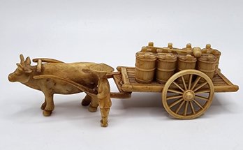 Old Chinese Bull & Cart Figure