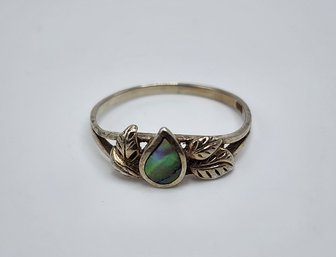 Abalone Shell Feather Ring In Sterling