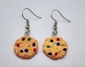 Novelty Cookie Earrings In Silvertone