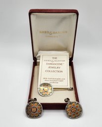 Vintage Reed & Barton Damascene Earring & Pin Set