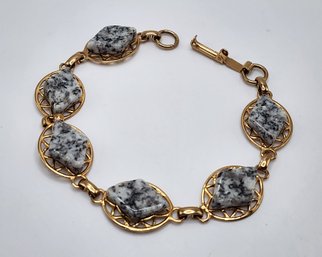 Vintage Multi-stone Costume Bracelet In Gold Tone