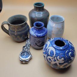 Signed Pottery - Group Of 5.     -         -             -          -            -          -       - Loc:KD2