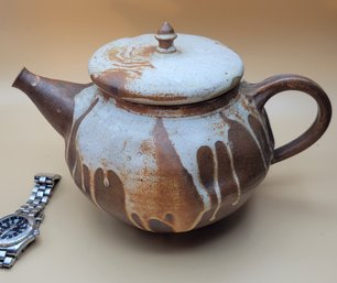 Signed Pottery Teapot.           -            -             -           -             -          -   Loc:BHS9