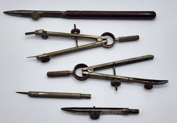 Lot Of Vintage Math Compass Tools