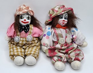 Pair Of Vintage Kmachi Porcelain Clown Dolls