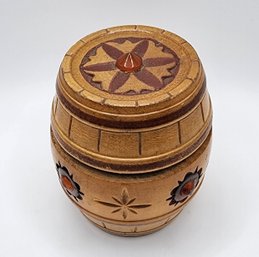 Incredible Vintage Wooden Barrel Trinket Box