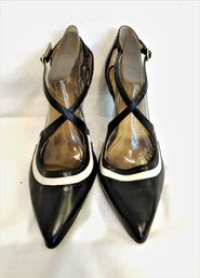 Women's TAHARI 'britta'  Black/white Ankle Strap High Heels Size 9.5M