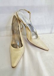 Women's Dolce And Gabbana Gold Metallic Slingback Heels Size 40/US 8.5