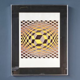 C 1970s Victor Vasarely 'Cheyt-M'  Opt Art Lithograph