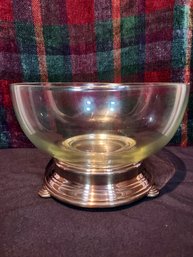 Beautiful Vintage Tounton Glass Bowl On Fine Silver Plate Stand