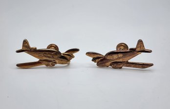 Incredible 1950's Gold Tone Aviation Airplane Earrings