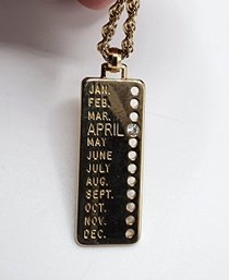 Vintage April Birthstone Pendant Necklace In Gold Tone