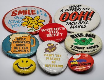 Lot Of Vintage Unique Hippy Button Pins