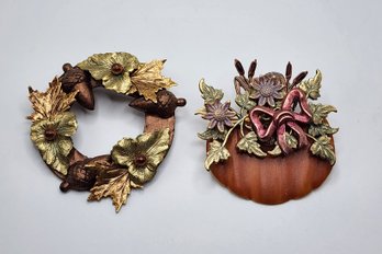 Pair Of Vintage Fall Brooches
