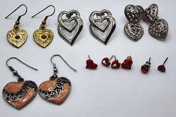 Nice Lot Of Vintage Heart Earrings