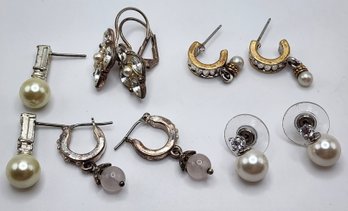 Lot Of Vintage Faux Pearl Earrings
