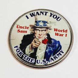 Colorized Kennedy Half Dollar - World War 1 - 'I Want You For The US Army'