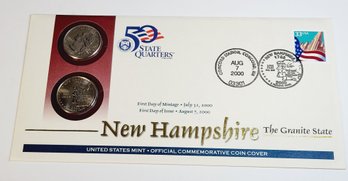 2000 P & D First Day Cover 'New Hampshire' State Quarters Set