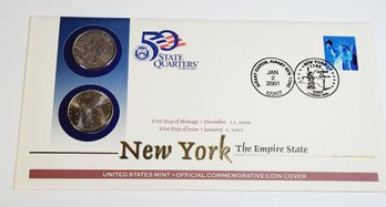 2001 P & D First Day Cover 'New York' State Quarters Set UNC