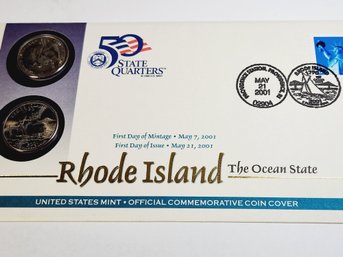 2001 P & D First Day Cover 'Rhode Island' State Quarters Set UNC