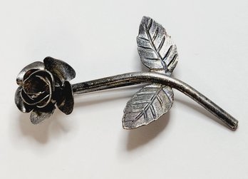 Vintage Silver Tone Rose Pin/Brooch