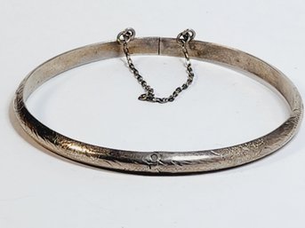 Vintage Sterling Silver Hinged Bangle Bracelet