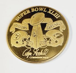 Super Bowl XLIII  2009 NFL -  Gold Plated  Flip Coin - Pittsburg Steelers Vs Arizona Cardinals