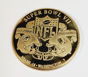 Super Bowl VII  1973 NFL -  Gold Plated  Flip Coin  - Miami Dolphins Vs Washington Redskins