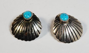 Vintage Sterling Silver Turquois Shell Earrings