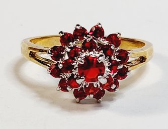 New Red Stone  14k Gold Electroplated Ring