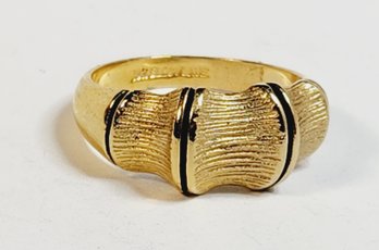 Bamboo Shaped  14k Gold Electroplated Ring