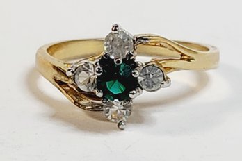 Green Stone 14k Gold Plate Ring