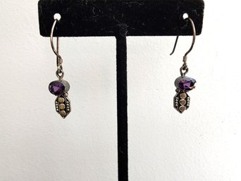 Amethyst  And Sterling Dangle Earrings