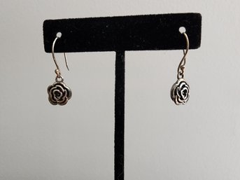 Sterling Silver Flower Drop Earrings