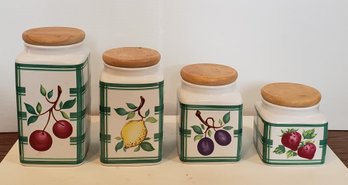 Ser Of Four Fruit Ceramic Canisters