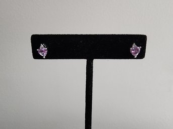 Rose Amethyst And Diamond In Sterling Silver Earrings