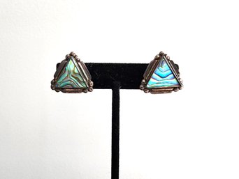 Labradorite Crystal And Sterling Triangle Earrings
