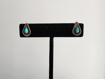 Small Turquoise And Sterling Earrings