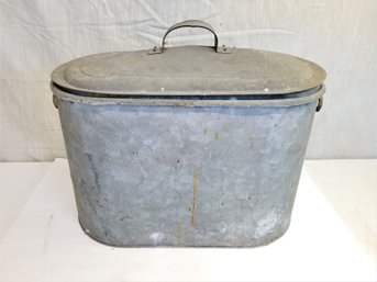 Vintage Galvanized Metal Tub With Handles/lid