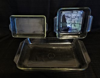 Set Of Three Oblong And Square Baking Dishes: Pyres, Anchor Oven, Kitchen Classics