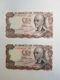 1970 El Banco De Espana 100 Pesetas Banknotes - Uncirculated