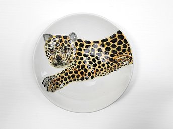 Italian Porcelain Raised Leopard Wall Plate