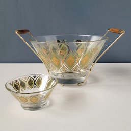 3 Pc Mid Century Glass Serving Set