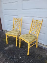 Banana Yellow Bamboo Chairs - The Pair